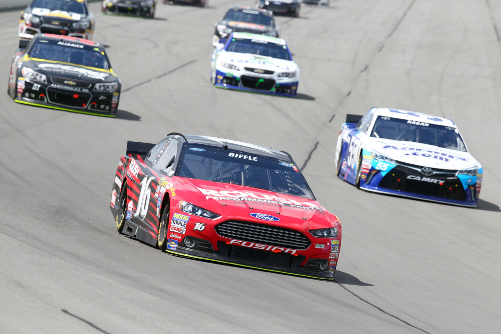 Long Pond, PA - Aug 02, 2015: The NASCAR Sprint Cup Series teams take to the track for the Windows 10 400 at Pocono Raceway in Long Pond, PA.